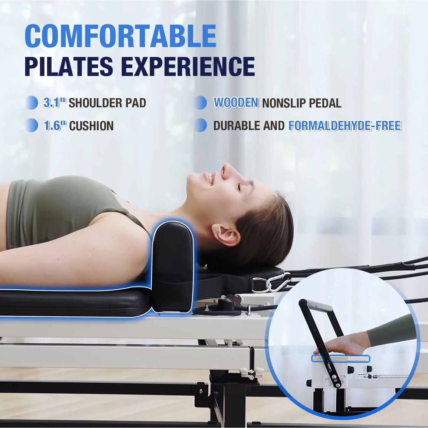 90'' Foldable Pilates Equipment for Home Workouts,Balanced Body Pilates Reformer Machine for Home and Gym, Pilates Exercise Equipment with Jump Board, 220Lbs Resistance 5 Springs