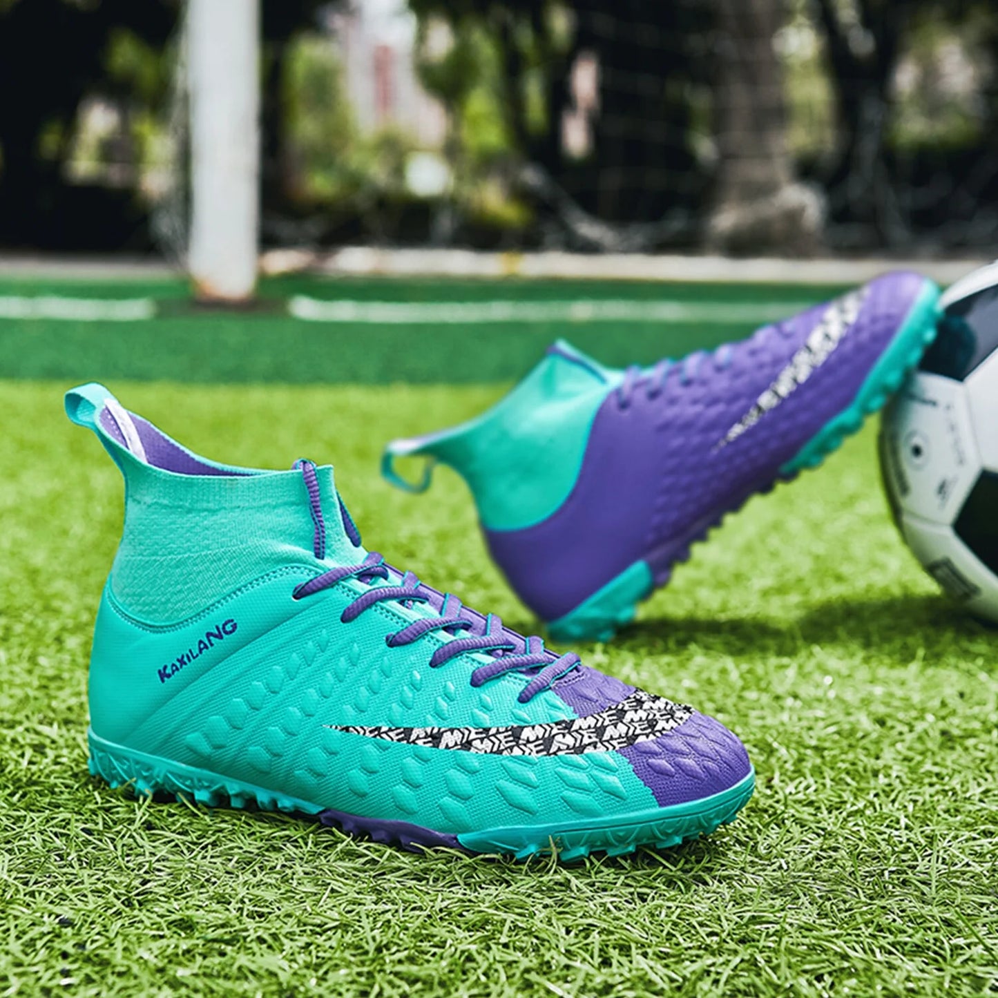 Men Soccer Cleats High-Top Football Boots Outdoor Spikes Soccer Shoes