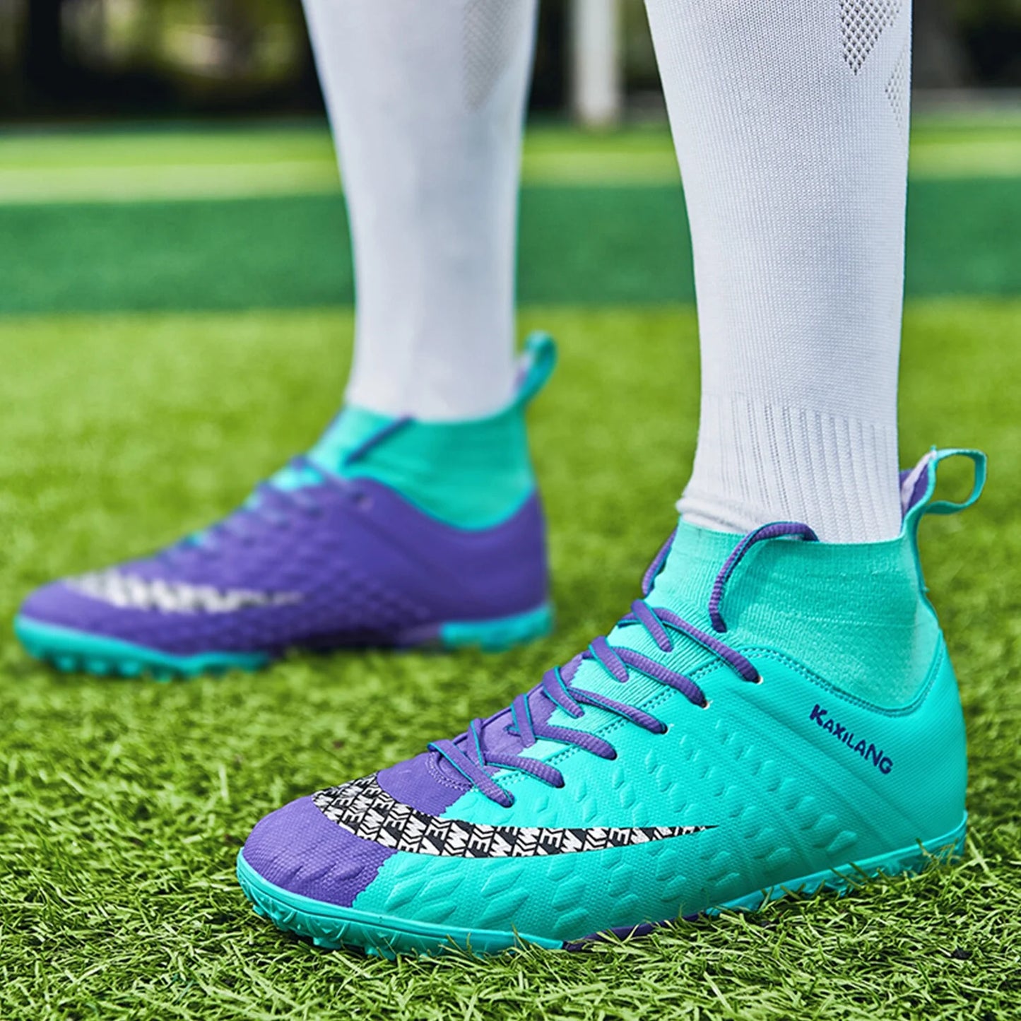 Men Soccer Cleats High-Top Football Boots Outdoor Spikes Soccer Shoes