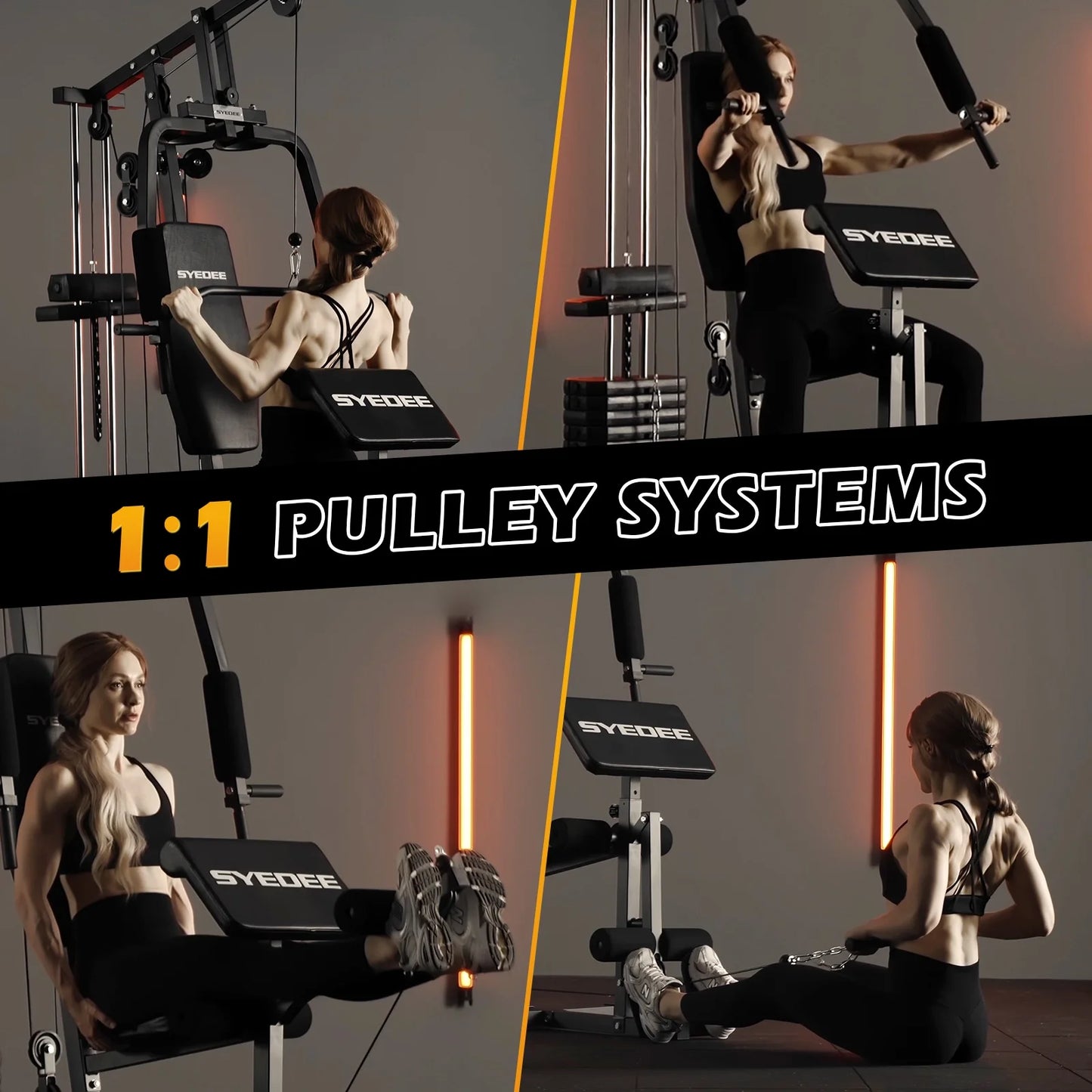 Multifunctional Home Gym System, Home Gym Station with 100LBS Weight Stack, All in One Workout Machine for Full Body Strength Training