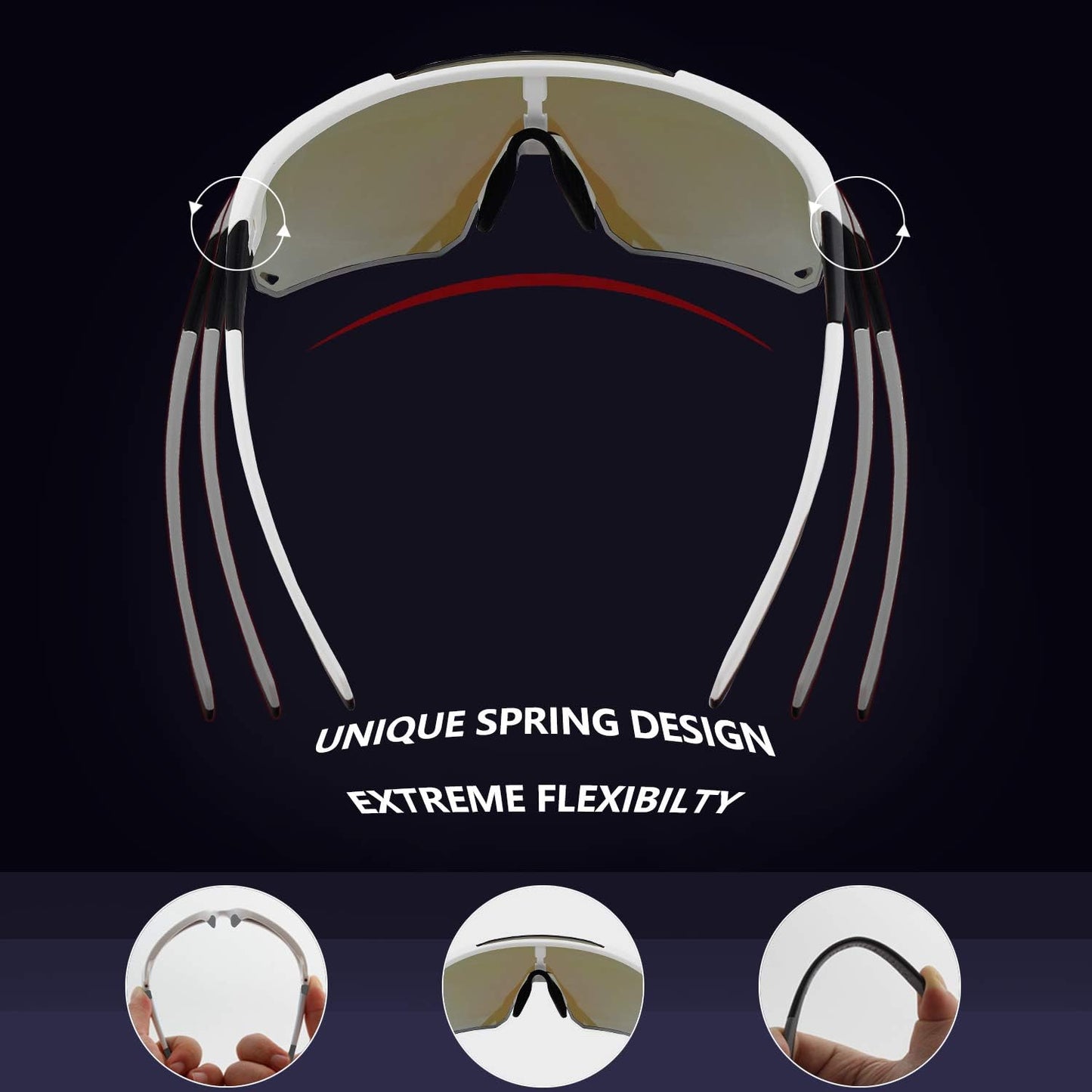 Cycling Glasses Sports Sunglasses,Polarized Glasses with 4 Interchangeable Lenses,Baseball Running Fishing Golf
