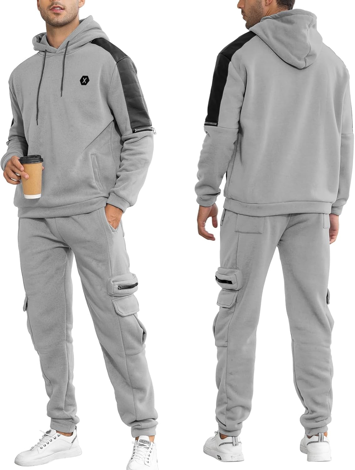 Men'S Tracksuit 2 Piece Hoodie Athletic Jogging Sweatsuits for Men Casual Sports Long Sleeve Pullover Suit Set