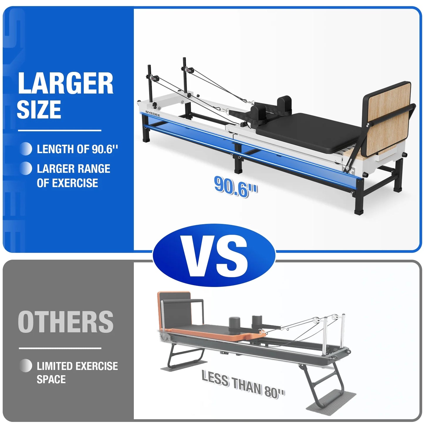 90'' Foldable Pilates Equipment for Home Workouts,Balanced Body Pilates Reformer Machine for Home and Gym, Pilates Exercise Equipment with Jump Board, 220Lbs Resistance 5 Springs
