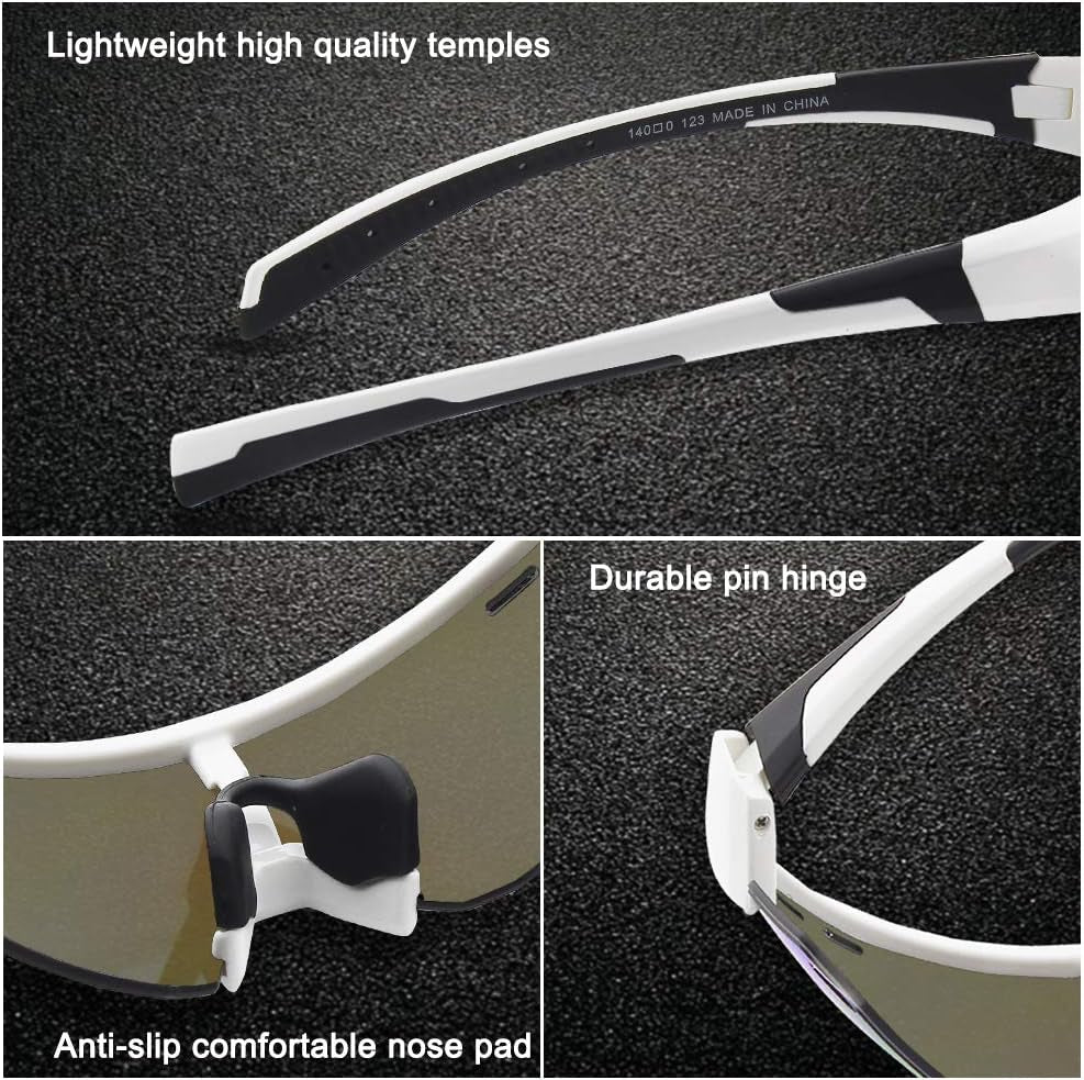Cycling Glasses Sports Sunglasses,Polarized Glasses with 4 Interchangeable Lenses,Baseball Running Fishing Golf