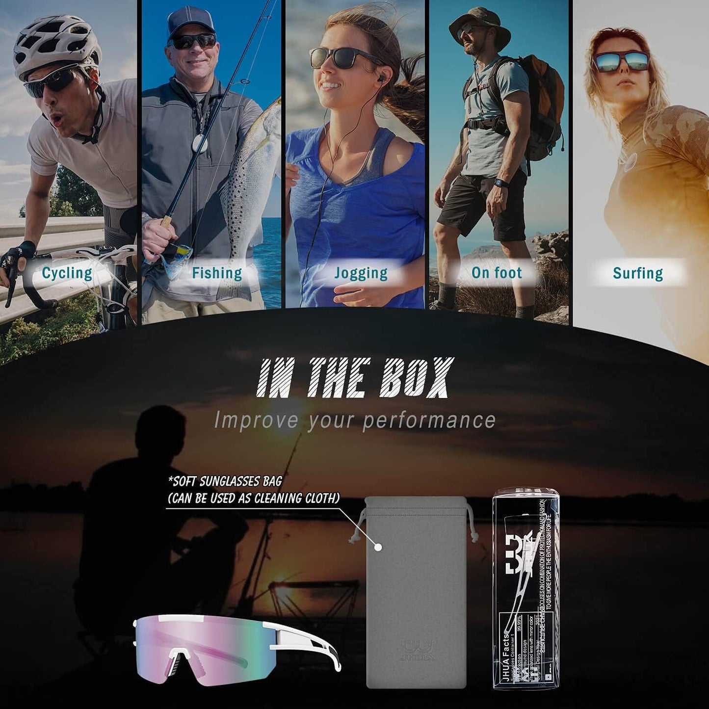Polarized Sports Sunglasses for Men Women,Cycling Glasses for Fishing Running Golf Baseball Driving, White&Pink Lens, Medium