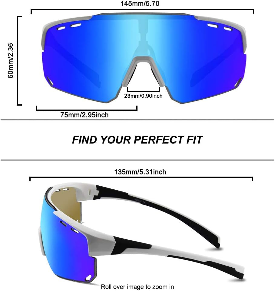 Cycling Glasses Sports Sunglasses,Polarized Glasses with 4 Interchangeable Lenses,Baseball Running Fishing Golf