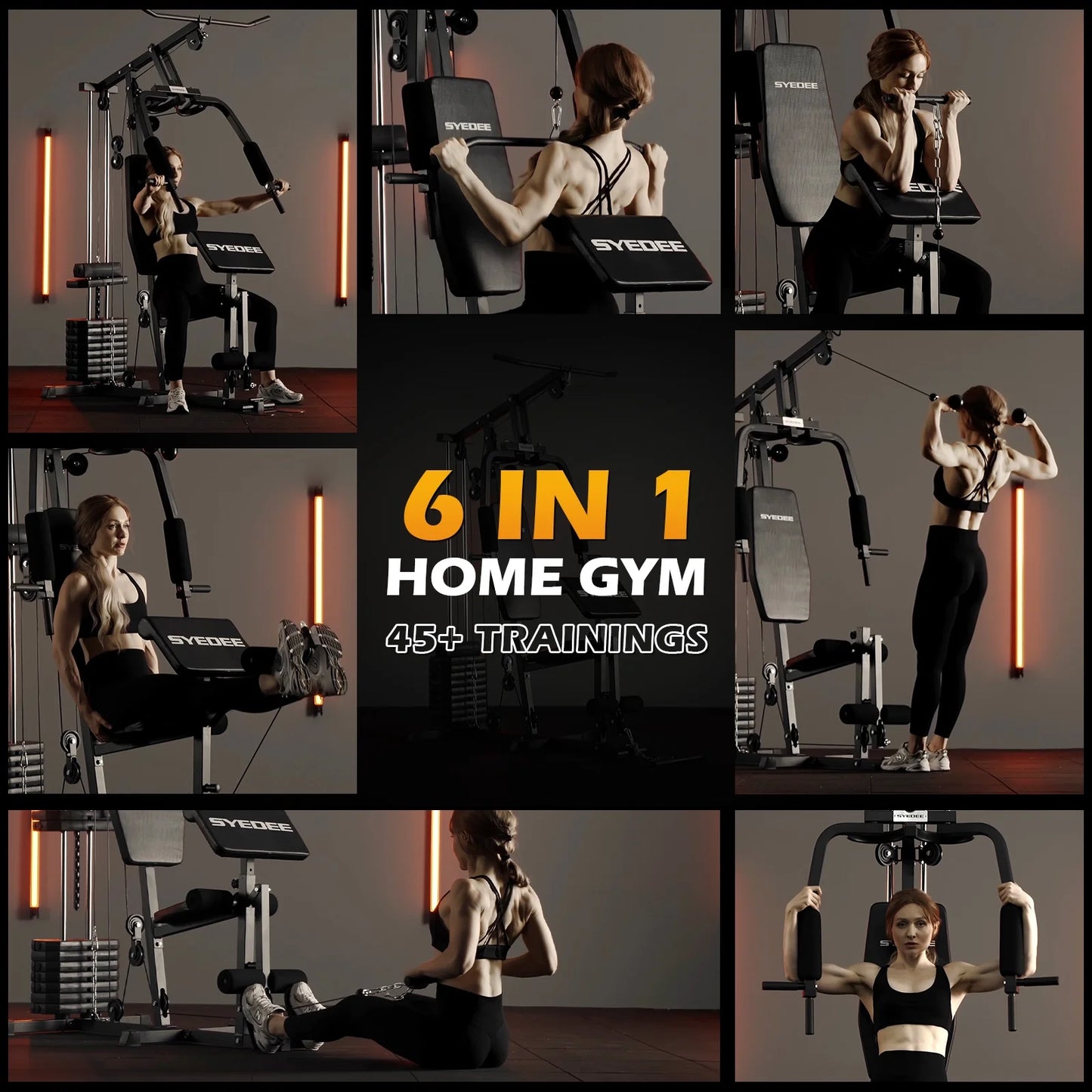 Multifunctional Home Gym System, Home Gym Station with 100LBS Weight Stack, All in One Workout Machine for Full Body Strength Training