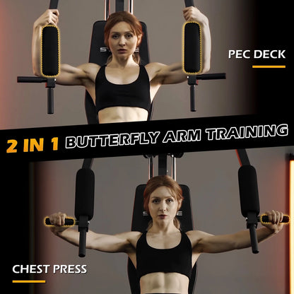 Multifunctional Home Gym System, Home Gym Station with 100LBS Weight Stack, All in One Workout Machine for Full Body Strength Training