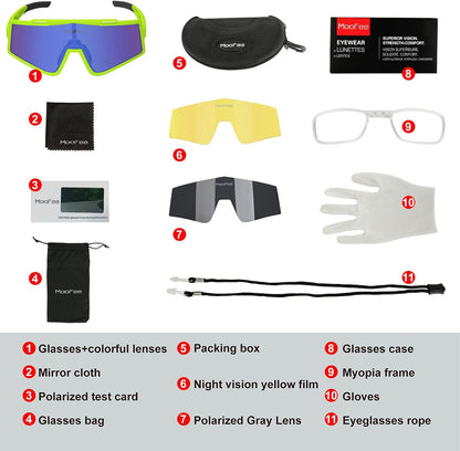 Cycling Glasses Sports Polarized Sunglasses for Men Women Riding Fishing Golf Baseball Running Glasses