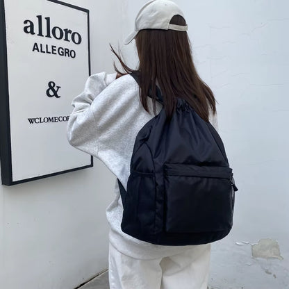 1PCS Drawstring Backpack Bag, Waterproof Draw String Back Sack with Zip Pocket, Gym Drawstring Bags Swim Bag for Men Women