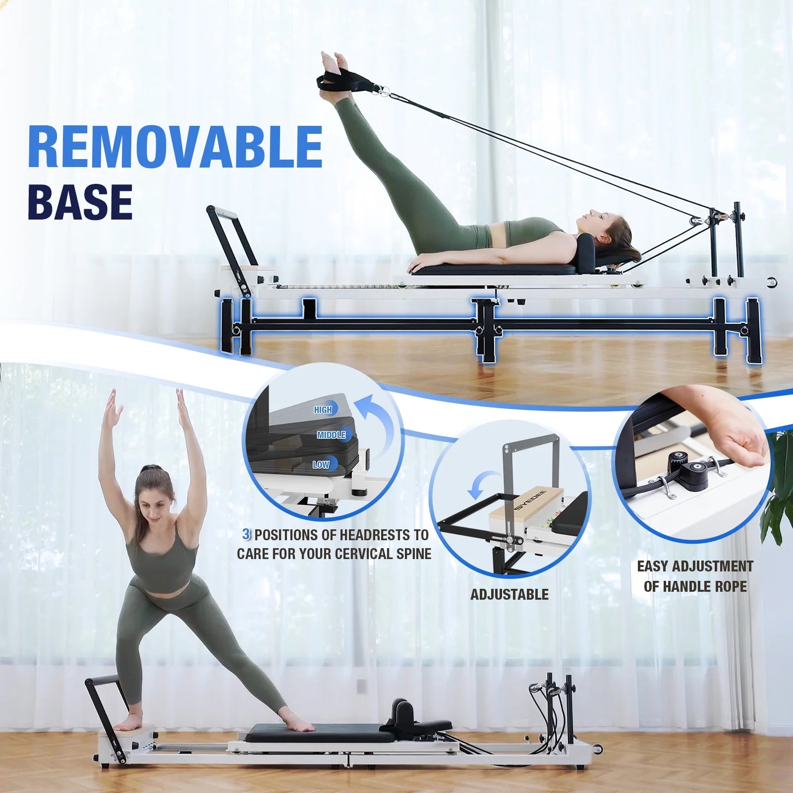 90'' Foldable Pilates Equipment for Home Workouts,Balanced Body Pilates Reformer Machine for Home and Gym, Pilates Exercise Equipment with Jump Board, 220Lbs Resistance 5 Springs