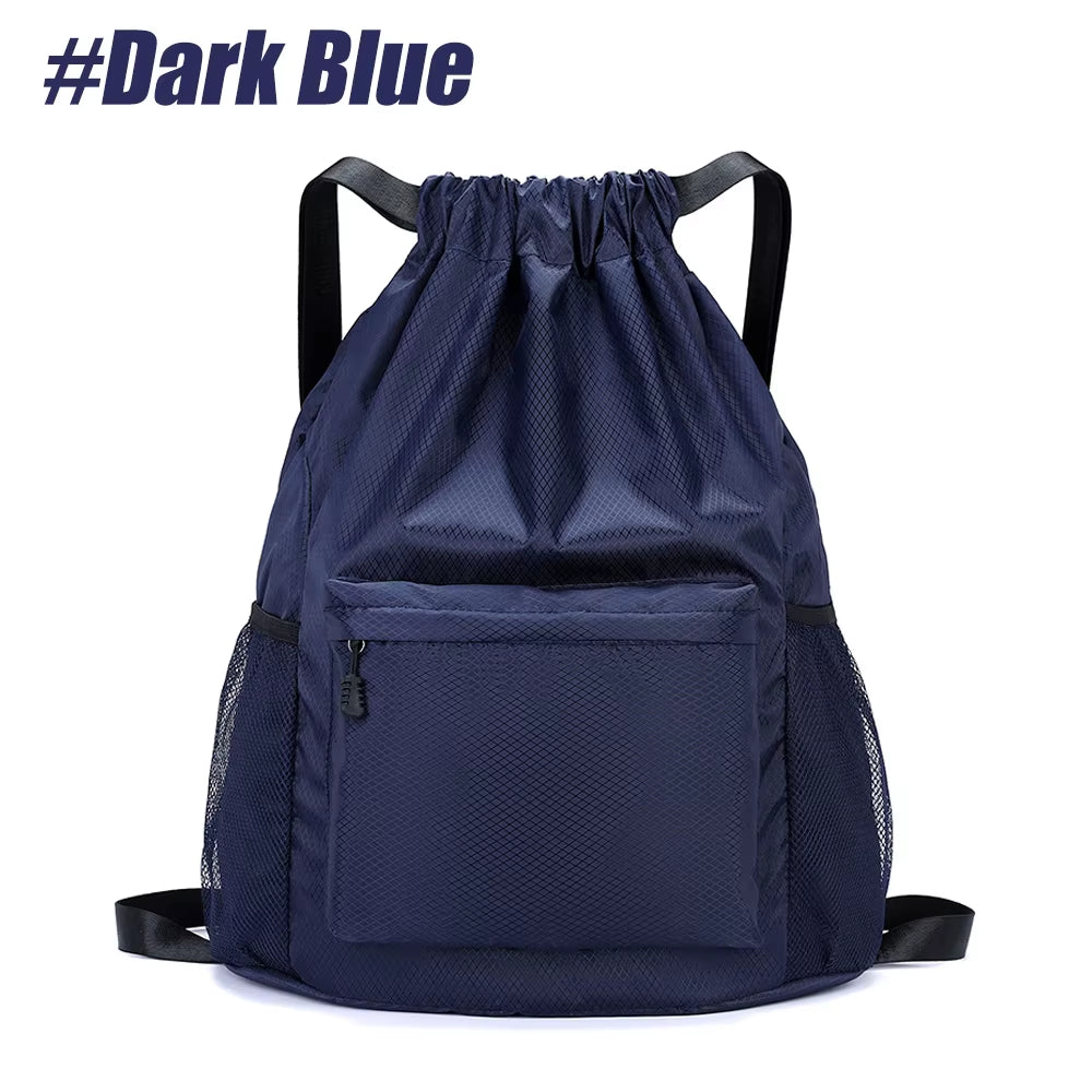 1PCS Drawstring Backpack Bag, Waterproof Draw String Back Sack with Zip Pocket, Gym Drawstring Bags Swim Bag for Men Women